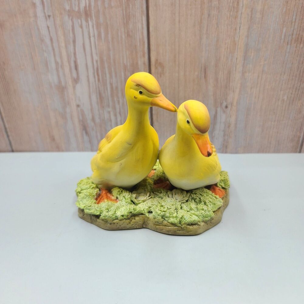 Enesco Yellow Ducks Figurine Vintage 1980 Porcelain
